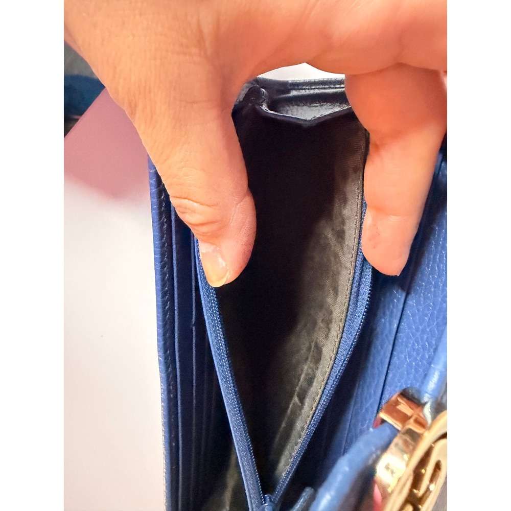 Gucci Interlocking G Continental Wallet Blue Pebbled Calfskin Gold Hardware - Picture 6 of 14